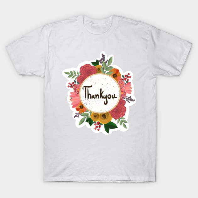 Thankyou floral sticker T-Shirt by SanMade